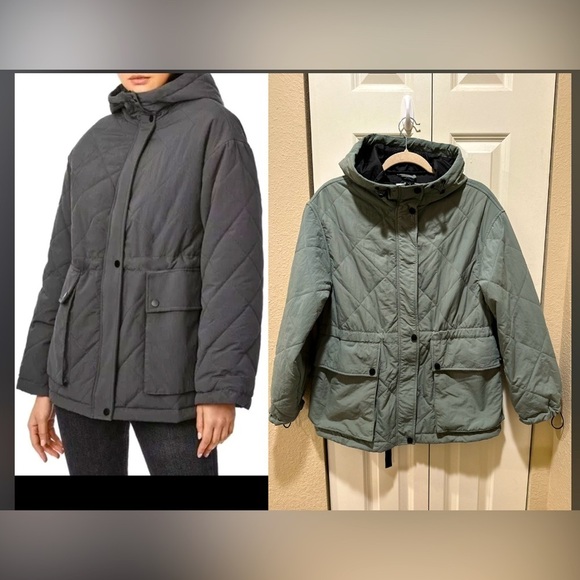 Bernardo Nordstrom Eco-Minded Women’s Hooded Full Zip Quilted Puffer Sage, S - Picture 1 of 14